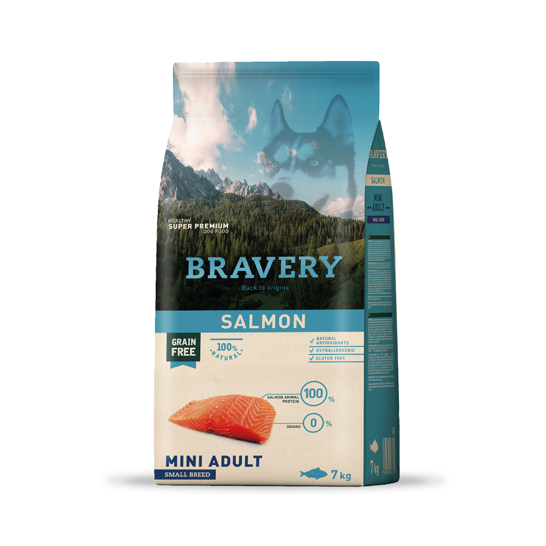 Bravery salmon perro mini adulto 7KG