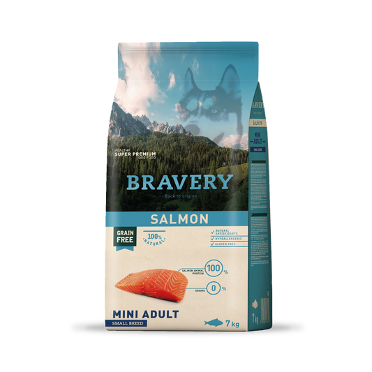 Bravery salmon perro mini adulto 7KG